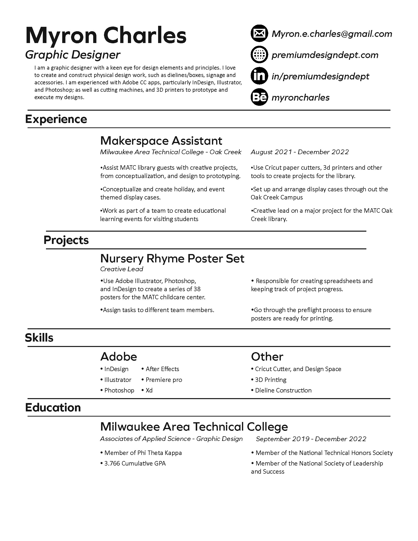 Myron Charles' Resume